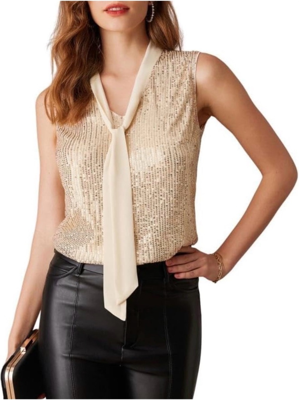 Adrianna Papell Cream Evening Shell Top